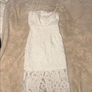 Bardot Strapless Cream Lace Dress
